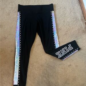 VS Pink Mermaid Bling Iridescent Leggings L